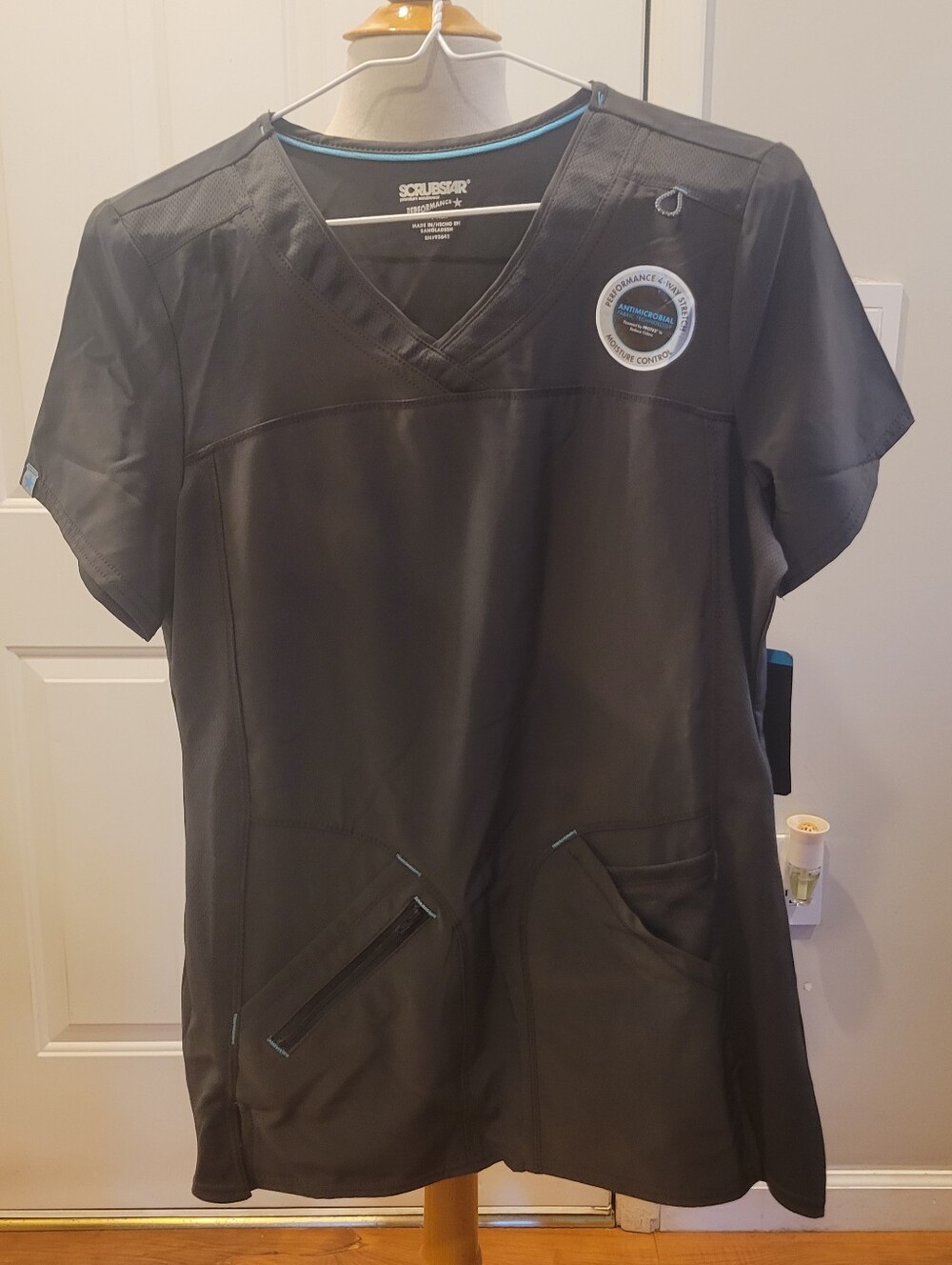 🥼NWT~  Scrubstar Grey Scrub Top & Pants with Teal Trim Accents